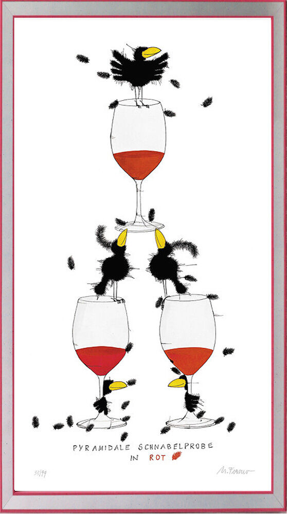 michael-ferner-pyramidale-schnabelprobe-in-rot-gerahmt