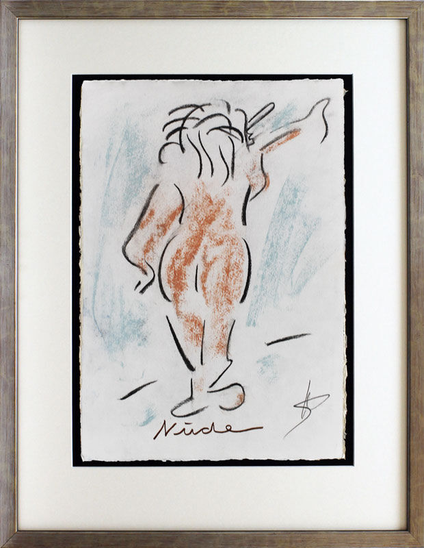 Helge Schneider - NUDE original Kohlezeichnung auf Büttenpapier