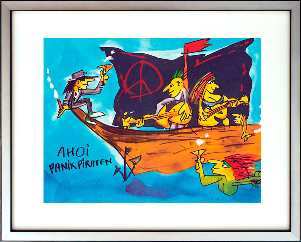 Udo Lindenberg Bilder - AHOI PANIK PIRATEN - original Grafik handsigniert