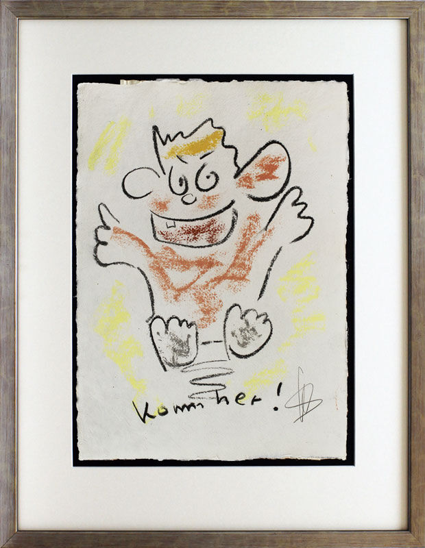 Helge Schneider - KOMM HER - original Kohlezeichnung auf Büttenpapier Helge Schneider - KOMM HER - original Kohlezeichnung auf Büttenpapier