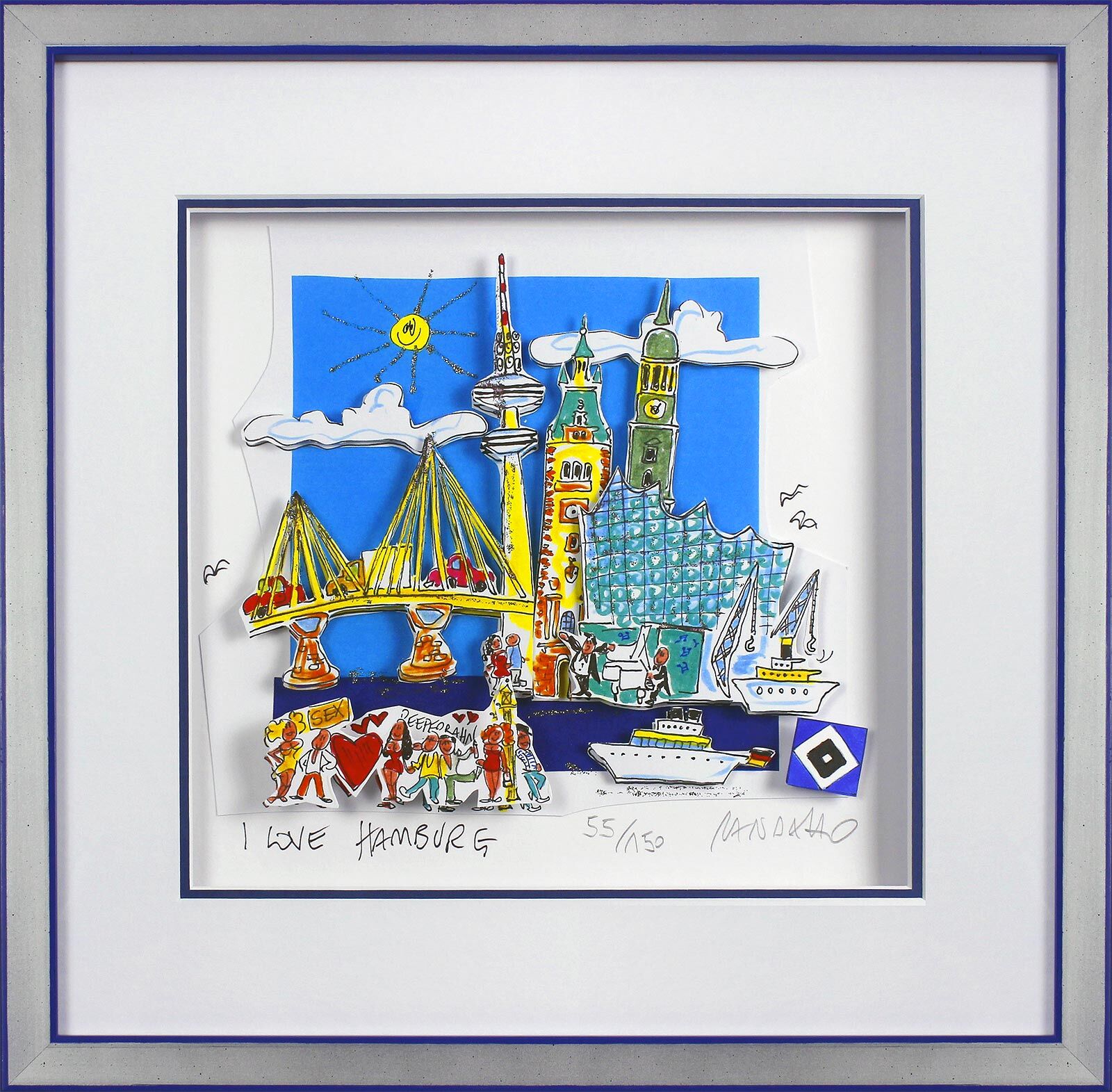 paolo-randazzo-i-love-hamburg-hsv-gerahmt-silber-blau paolo-randazzo-i-love-hamburg-hsv-gerahmt-silber-blau