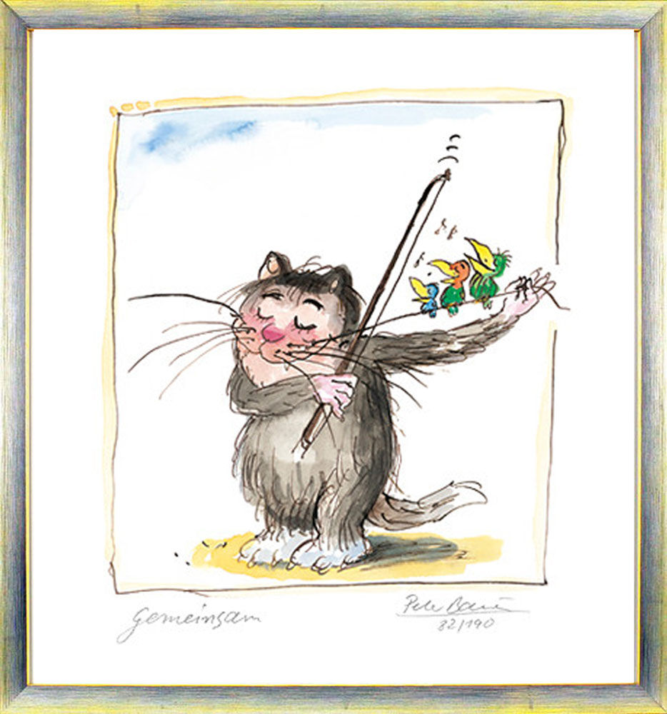 peter-bauer-gemeinsam-katze-gerahmt