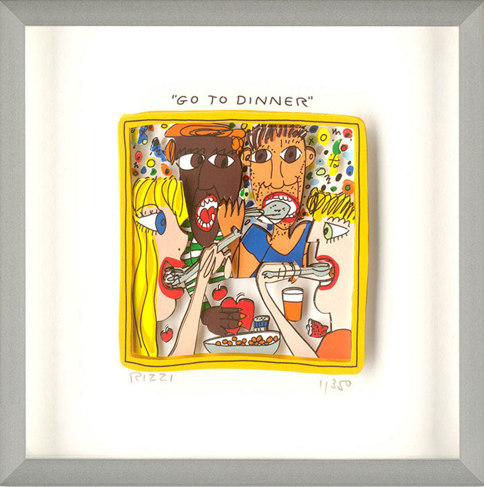 James Rizzi - GO TO DINNER - Original 3D Bild drucksigniert