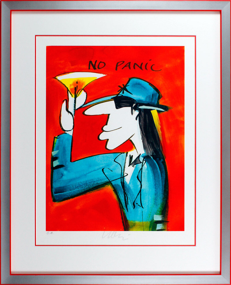 Farbstarkes Wandbild mit expressiver Komposition, lebendiges Kolorit, die Malerei zeigt eine Figur im Stil des Expressionismus.