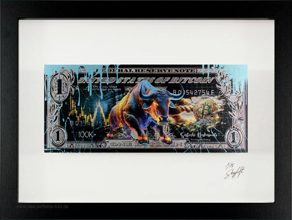 SKYYLOFT Bilder - BITCOIN 4.0 Dollar - Bild mit Museumsglas und Bilderrahmen   SKYYLOFT Bilder - BITCOIN 4.0 Dollar - Bild mit Museumsglas und Bilderrahmen