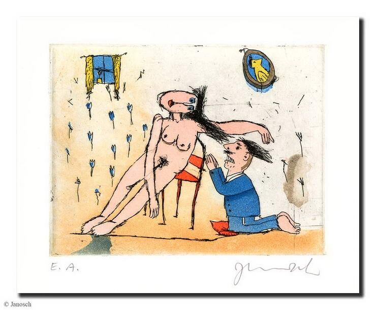 janosch-lass-mich-ran-bat-der-mann-ungerahmt-kunst-radierung janosch-lass-mich-ran-bat-der-mann-ungerahmt-kunst-radierung