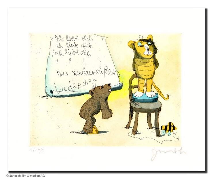 janosch-ich-liebe-dich-du-zuckersuesses-luderchen-ungerahmt-kunst-radierung janosch-ich-liebe-dich-du-zuckersuesses-luderchen-ungerahmt-kunst-radierung
