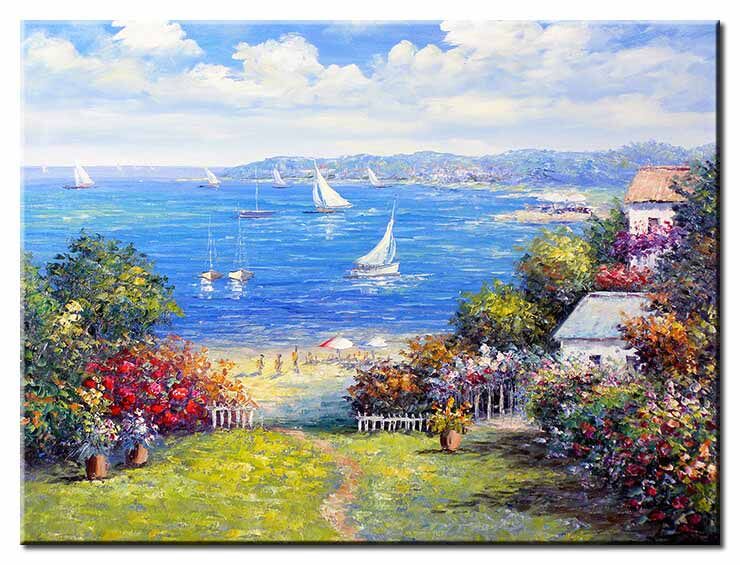Leinwandbild Totti Moreno - Sommerlandschaft mit Blick auf den See
