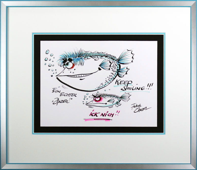 frank-zander-keep-smiling-gerahmt-kunst-art frank-zander-keep-smiling-gerahmt-aquarell-unikat