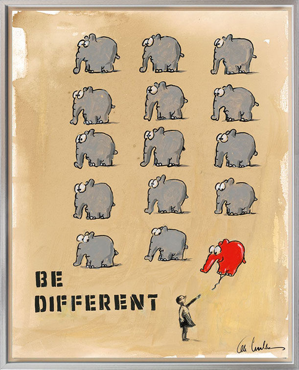 otto-waalkes-be-different-banksy-gerahmt-art-ottifant otto-waalkes-be-different-banksy-gerahmt-art-ottifant
