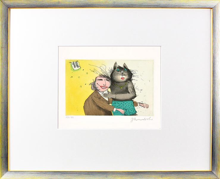 janosch-katze-no-11-gerahmt-kunst-radierung janosch-katze-no-11-gerahmt-kunst-radierung