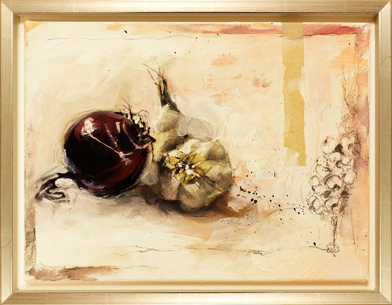 Stefan Kiefer - Zwiebel und Knoblauch - Originalgemälde auf Leinwand gerahmt Stefan Kiefer - Zwiebel und Knoblauch - Originalgemälde auf Leinwand gerahmt