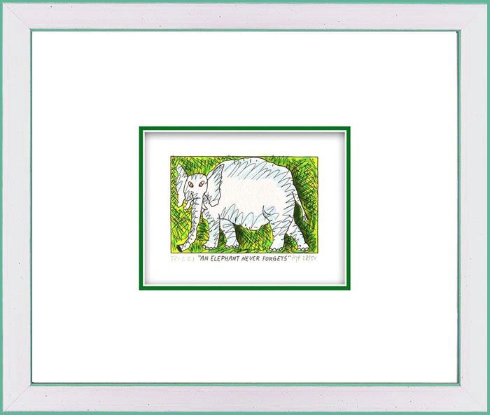 james-rizzi-an-elephant-never-forgets-gerahmt-kunst-3d james-rizzi-an-elephant-never-forgets-gerahmt-kunst-3d