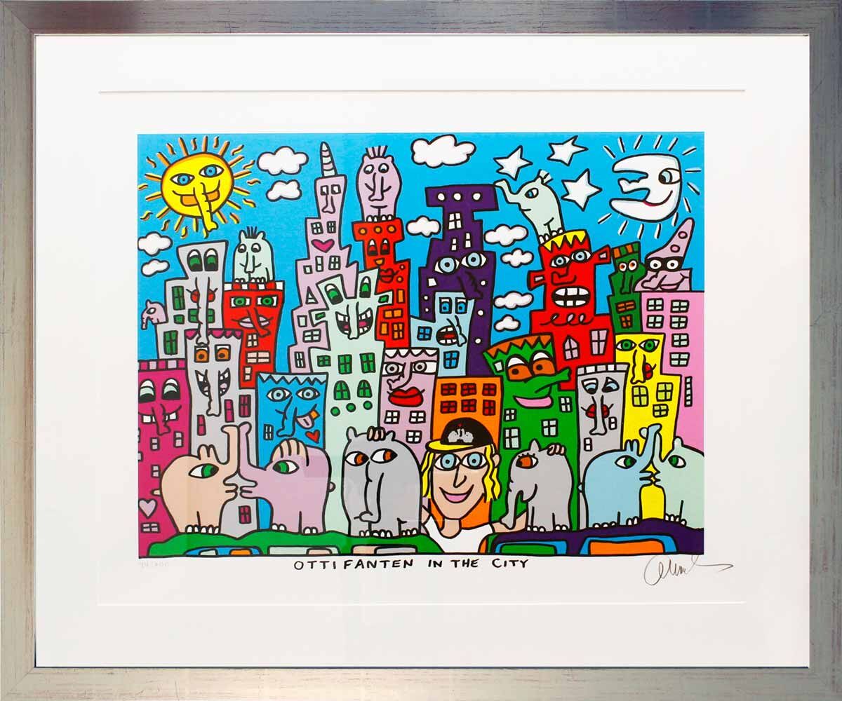 Otto Waalkes Bilder - OTTIFANTEN IN THE CITY - Original Grafik auf Büttenpapier, handsigniert