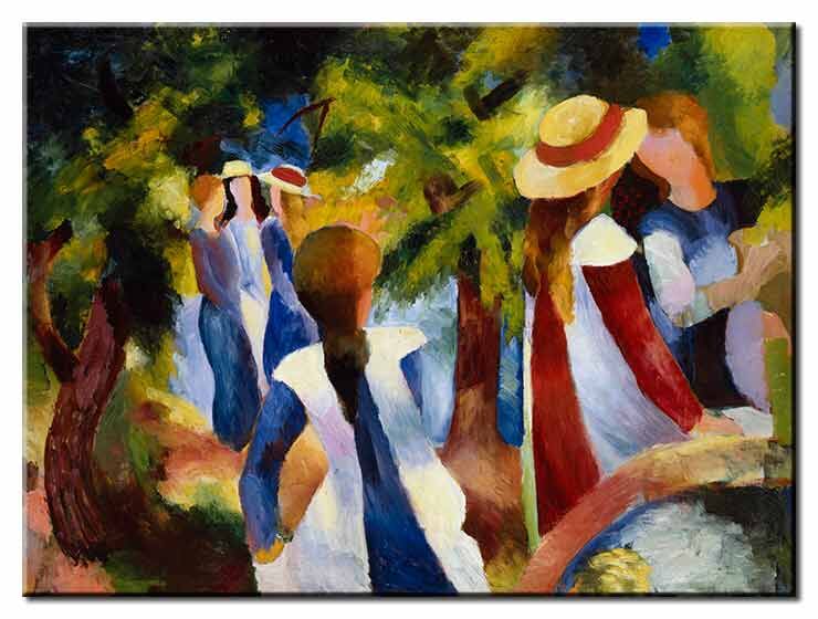 Leinwandbild August Macke - Mädchen unter Bäumen August Macke Bilder - Mädchen unter Bäumen-100 x 130 cm