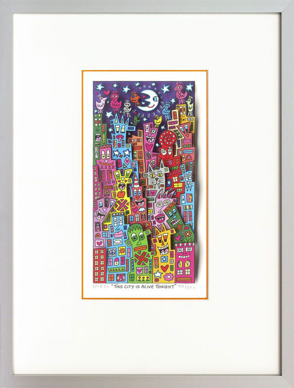 james-rizzi-the-city-is-alive-tonight-gerahmt-kunst-3d