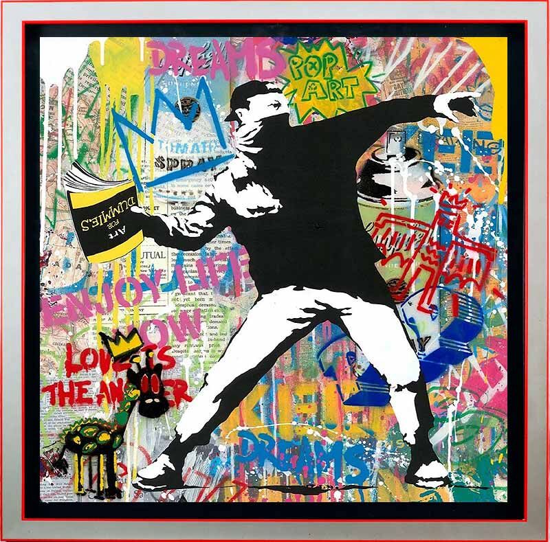 Mr-Brainwash-love-is-the-answer-gerahmt-silber-rot Mr-Brainwash-love-is-the-answer-gerahmt-silber-rot
