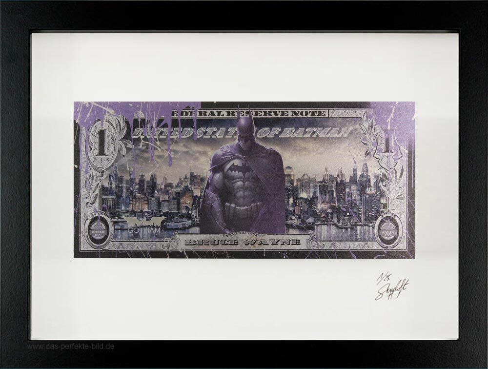 SKYYLOFT Bilder - GOTHAM CITY 2.0 Dollar - Bild mit Museumsglas und Bilderrahmen   