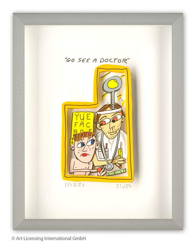 james-rizzi-go-see-a-doctor-gerahmt-kunst-3d james-rizzi-go-see-a-doctor-gerahmt-kunst-3d