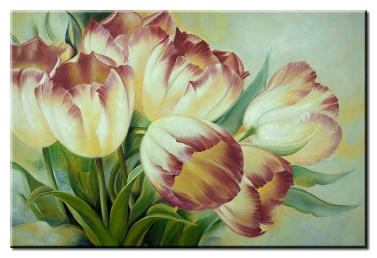 Leinwandbild Tulpen mit roten Blütenspitzen