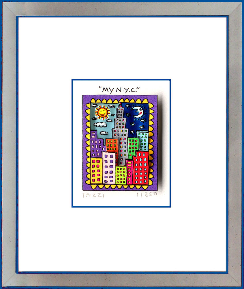 james-rizzi-my-n-y-c-blaues-PP-rahmen-silber-blau