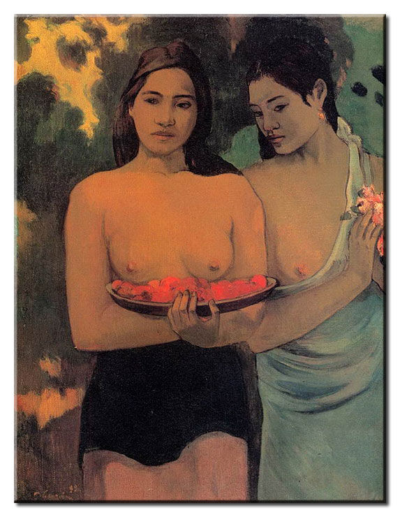 Paul Gauguin Bilder - Zwei tahitische Frauen-70 x 90 cm