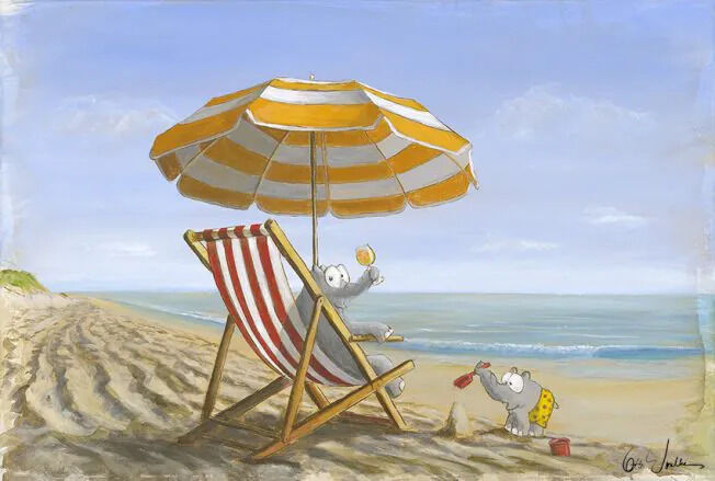 otto-waalkes-sonne-strand-ottifant-ungerahmt