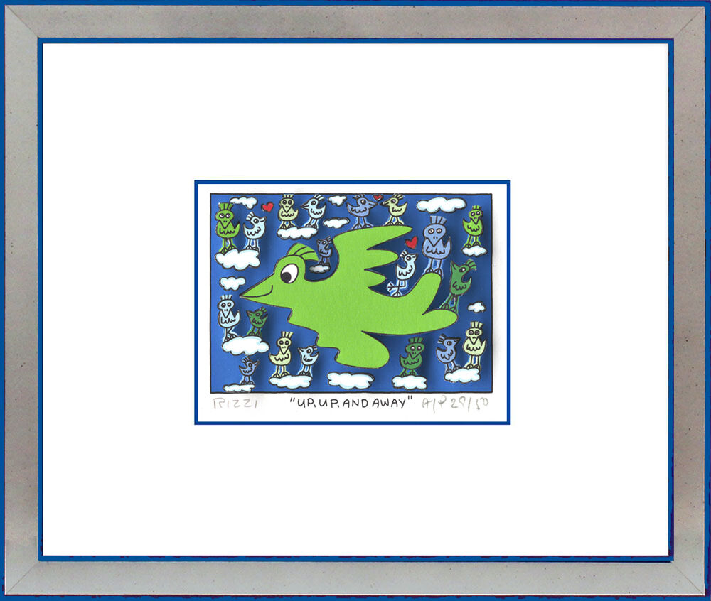 james-rizzi-up-up-and-away-blau-PP-rahmen-silber-blau