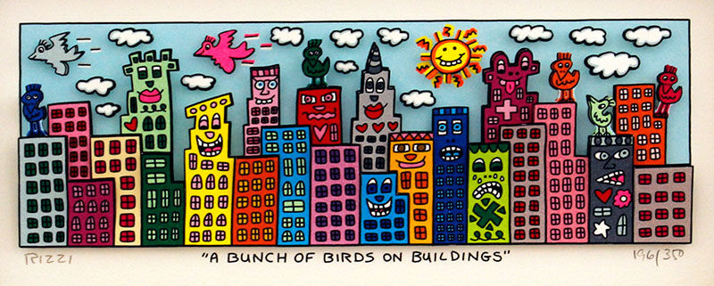 James Rizzi Empty Buildings James Rizzi - A BUNCH OF BIRDS ON BUILDINGS - Jetzt preiswert kaufen