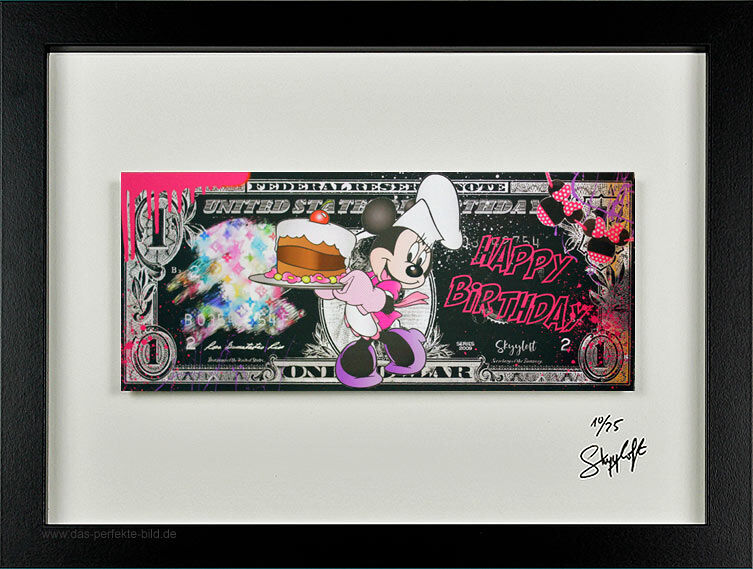 SKYYLOFT - Happy Birthday - Minnie Maus Dollar - gerahmt SKYYLOFT - Happy Birthday - Minnie Maus Dollar - gerahmt