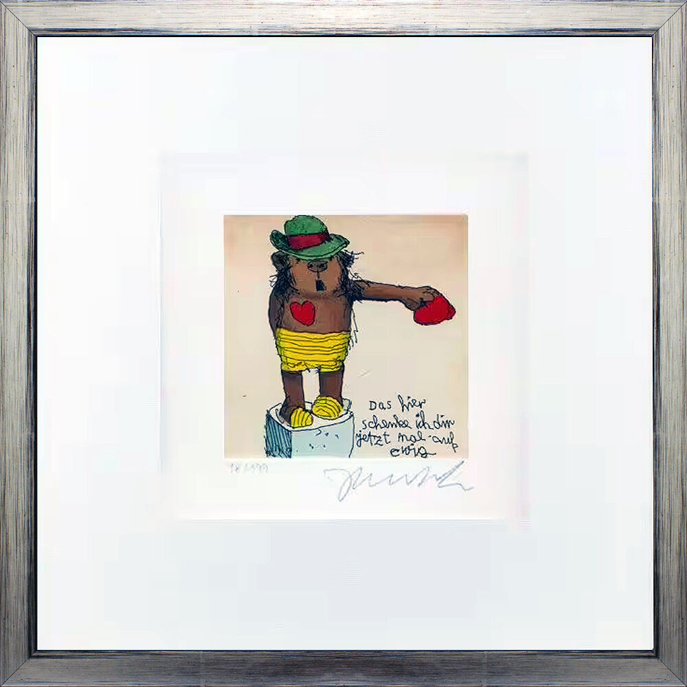 Janosch - DAS HIER SCHENKE ICH DIR JETZT MAL AUF EWIG - original Radierung handsigniert Janosch - DAS HIER SCHENKE ICH DIR JETZT MAL AUF EWIG - original Radierung handsigniert