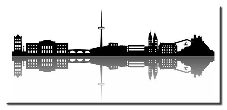 Koblenz Skyline Silhouette Leinwand Bild Koblenz Skyline Silhouette - Leinwandbild