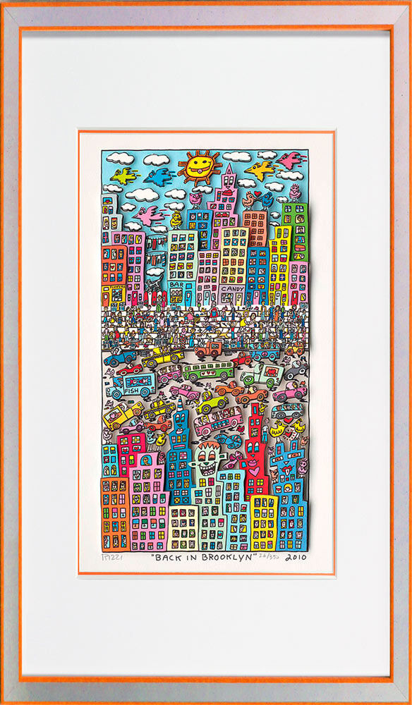 james-rizzi-back-in-brooklyn-gerahmt-silber-orange