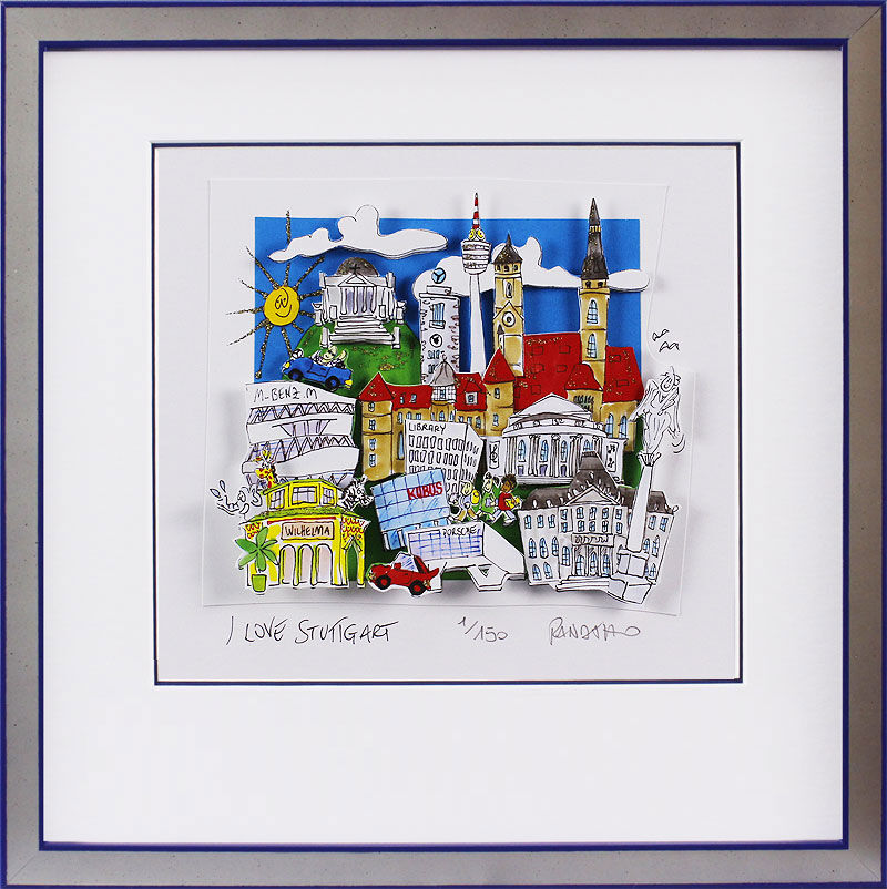 Paolo Randazzo - I LOVE STUTTGART - Original 3D Bild handsigniert  Paolo Randazzo - I LOVE STUTTGART - Original 3D Bild handsigniert