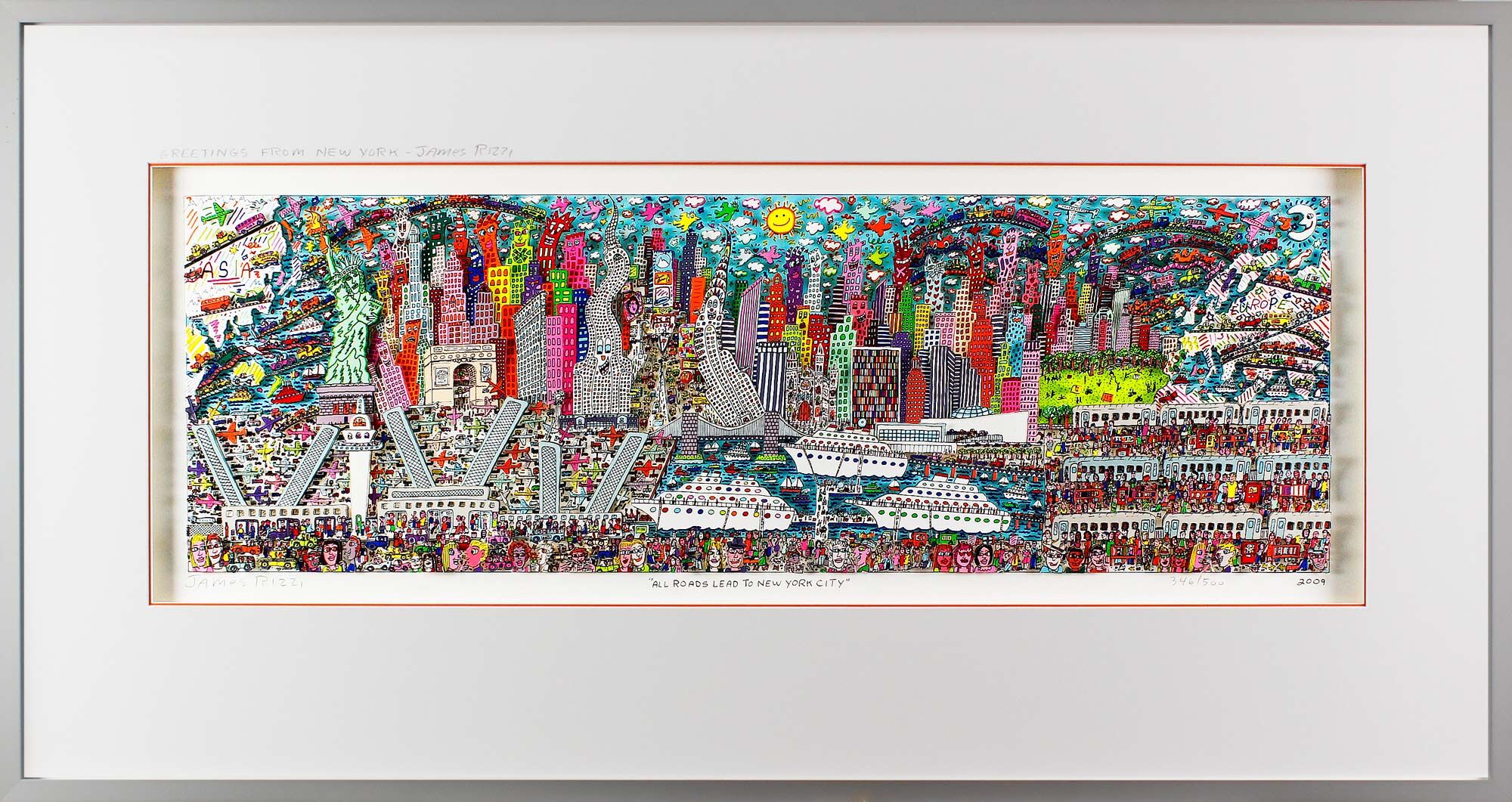 james-rizzi-all-roads-lead-to-new-york-city--groeer-gerahmt james-rizzi-all-roads-lead-to-new-york-city--groeer-gerahmt