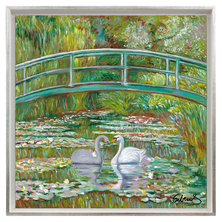 otto-waalkes-bridge-over-silent-water-gerahmt-ottifant-monet