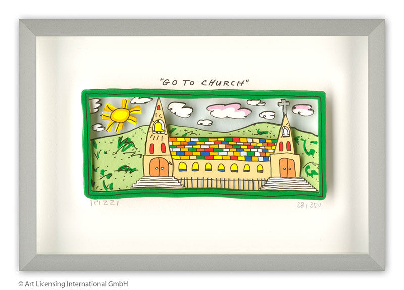 james-rizzi-go-to-church-gerahmt-kunst-3d james-rizzi-go-to-church-gerahmt-kunst-3d