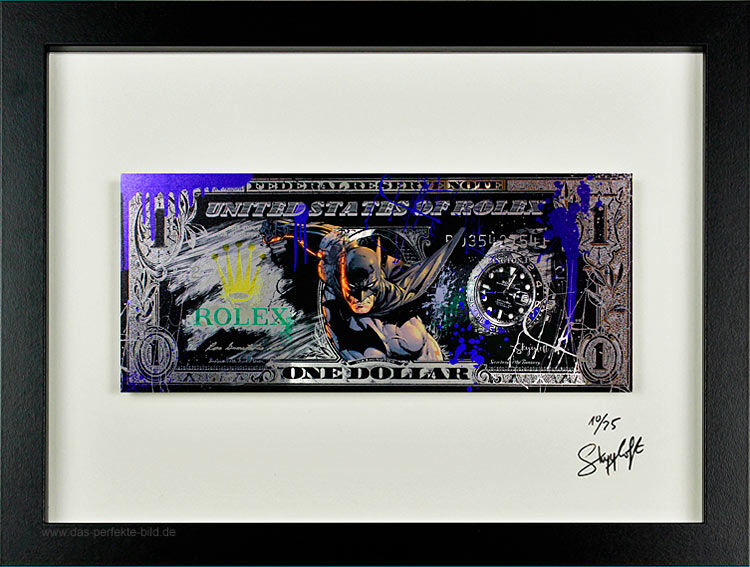 SKYYLOFT - Rolex Batman Dollar - Bild mit Museumsglas und Bilderrahmen SKYYLOFT - Rolex Batman Dollar - Bild mit Museumsglas und Bilderrahmen