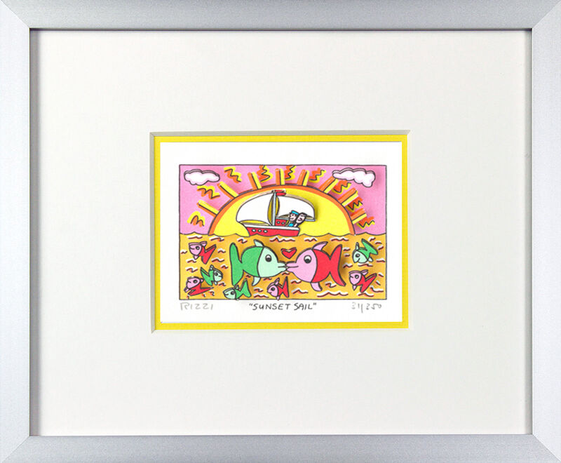 james-rizzi-sunset-sail-gelb-alu-gerahmt