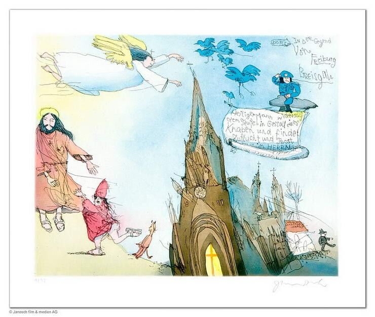 janosch-heiliger-mann-in-freiburg-ungerahmt-kunst-radierung janosch-heiliger-mann-in-freiburg-ungerahmt-kunst-radierung