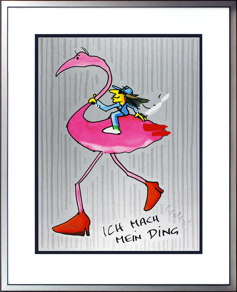 udo-lindenberg-flamingo-silber-schwarz-silber-gerahmt