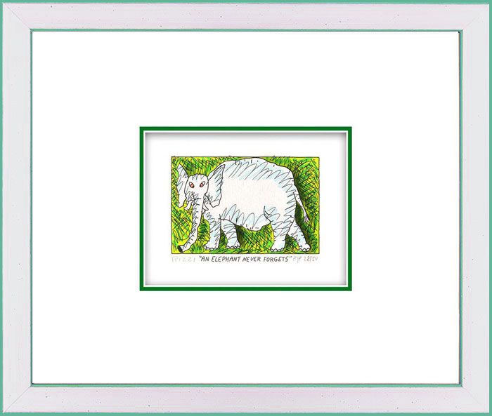 james-rizzi-an-elephant-never-forgets-gerahmt-kunst-3d james-rizzi-an-elephant-never-forgets-gerahmt-kunst-3d