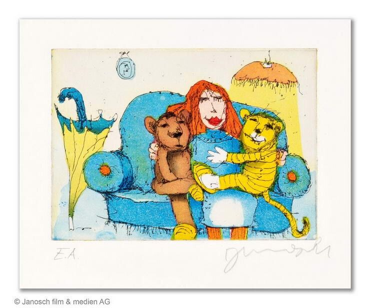 janosch-da-sassen-sie-zusammen-auf-dem-sofa-ungerahmt-kunst-radierung janosch-da-sassen-sie-zusammen-auf-dem-sofa-ungerahmt-kunst-radierung
