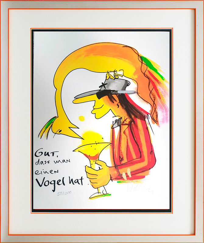 Udo Lindenberg Bilder " Gut dass man einen Vogel hat " - original Grafik, handsigniert