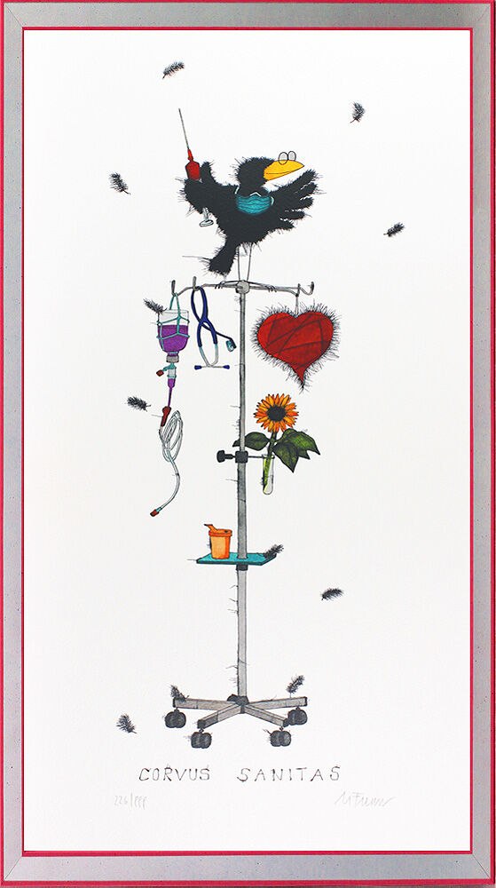 Michael Ferner Bilder - CORVUS SANITAS - Original Grafik, handsigniert 