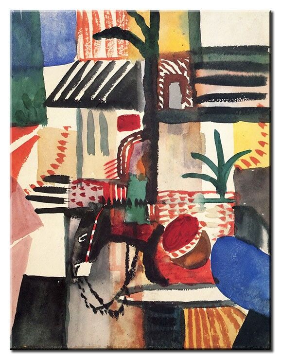 Leinwandbild August Macke - Mann mit Esel in Tunis August Macke Bilder - Mann mit Esel in Tunis-50 x 70 cm