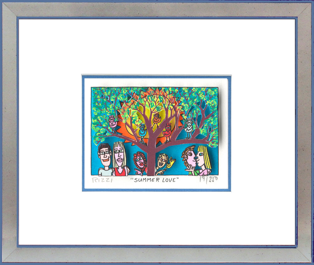 james-rizzi-summer-love-blau-PP-rahmen-silber-blau