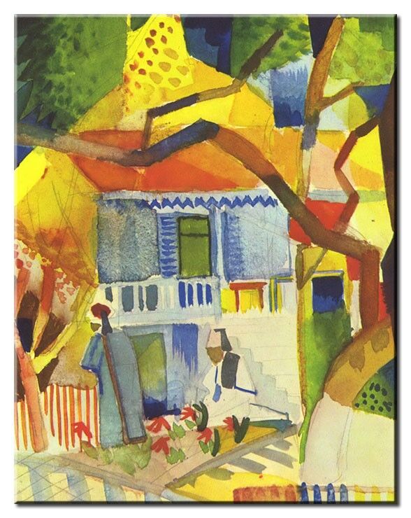 Leinwandbild August Macke - Innenhof des Landhauses in St. Germain August Macke Bilder - Innenhof des Landhauses in St. Germain