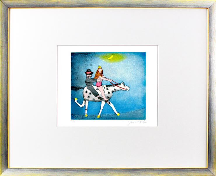 janosch-naechtlicher-hochzeitsritt-gerahmt-kunst-radierung janosch-naechtlicher-hochzeitsritt-gerahmt-kunst-radierung