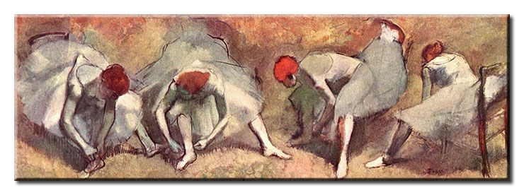 Leinwandbild Edgar Degas - Tänzerinnen beim Binden der Schuhe